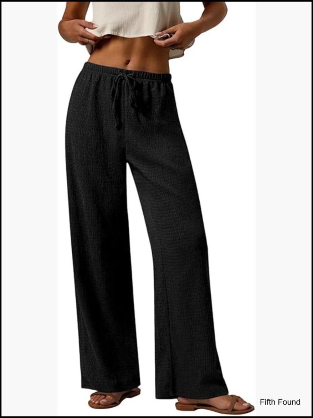 High Waist Wide Leg Palazzo Pants with Pockets Drawstring Elastic Waist